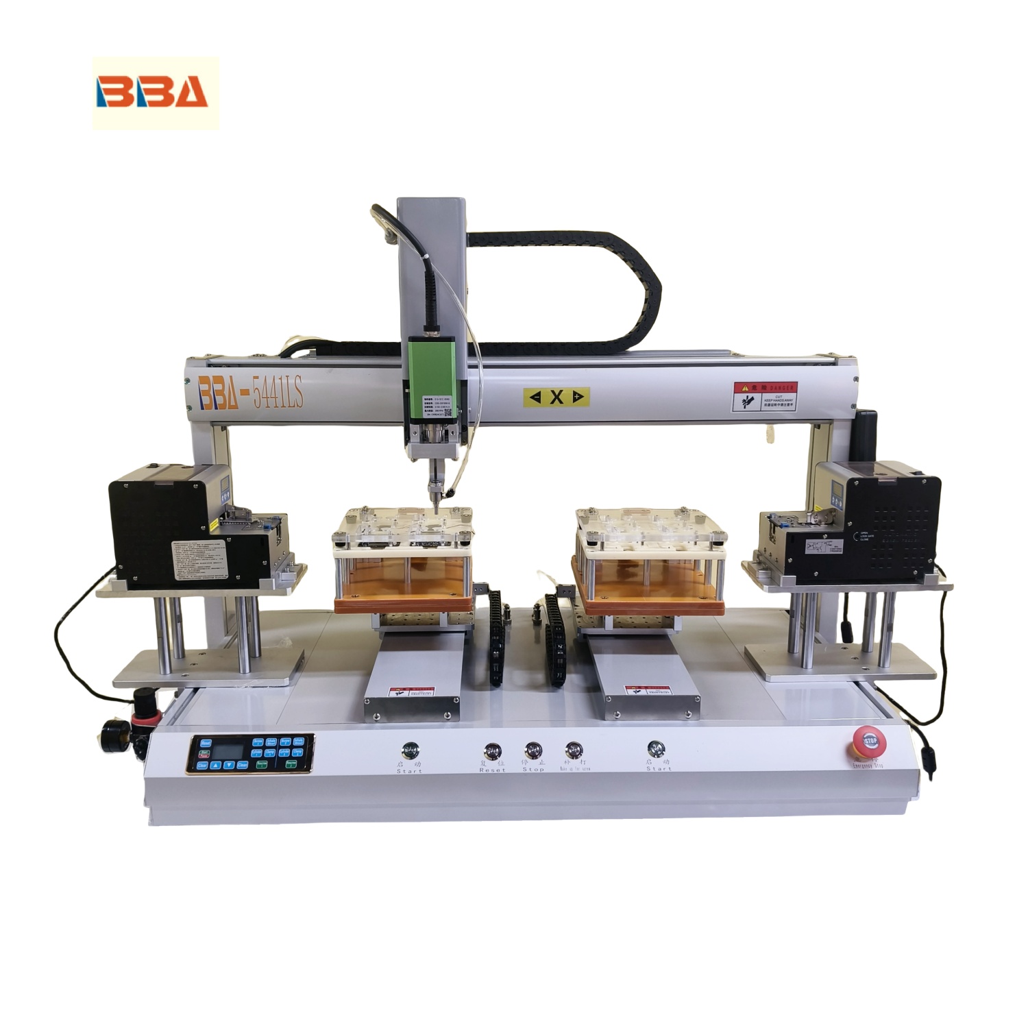 Robô de aparafusamento duplo servo de mesa personalizado; máquina de aparafusar de alta velocidade e estação dupla para caixas plásticas de controle remoto de pequenos eletrodomésticos; Máquina de aparafusar PCB.